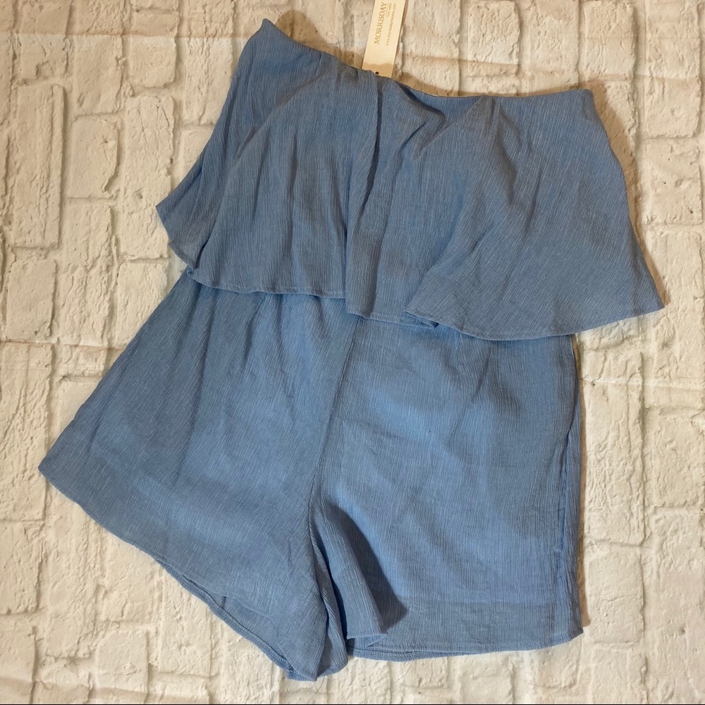 Morrisday The Label Baby Blue Romper NWT